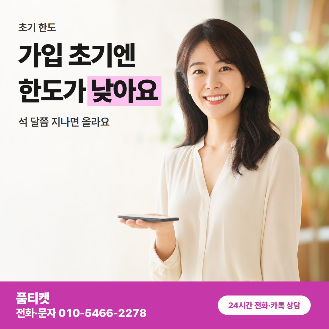 가입 초기엔 한도가 낮아요